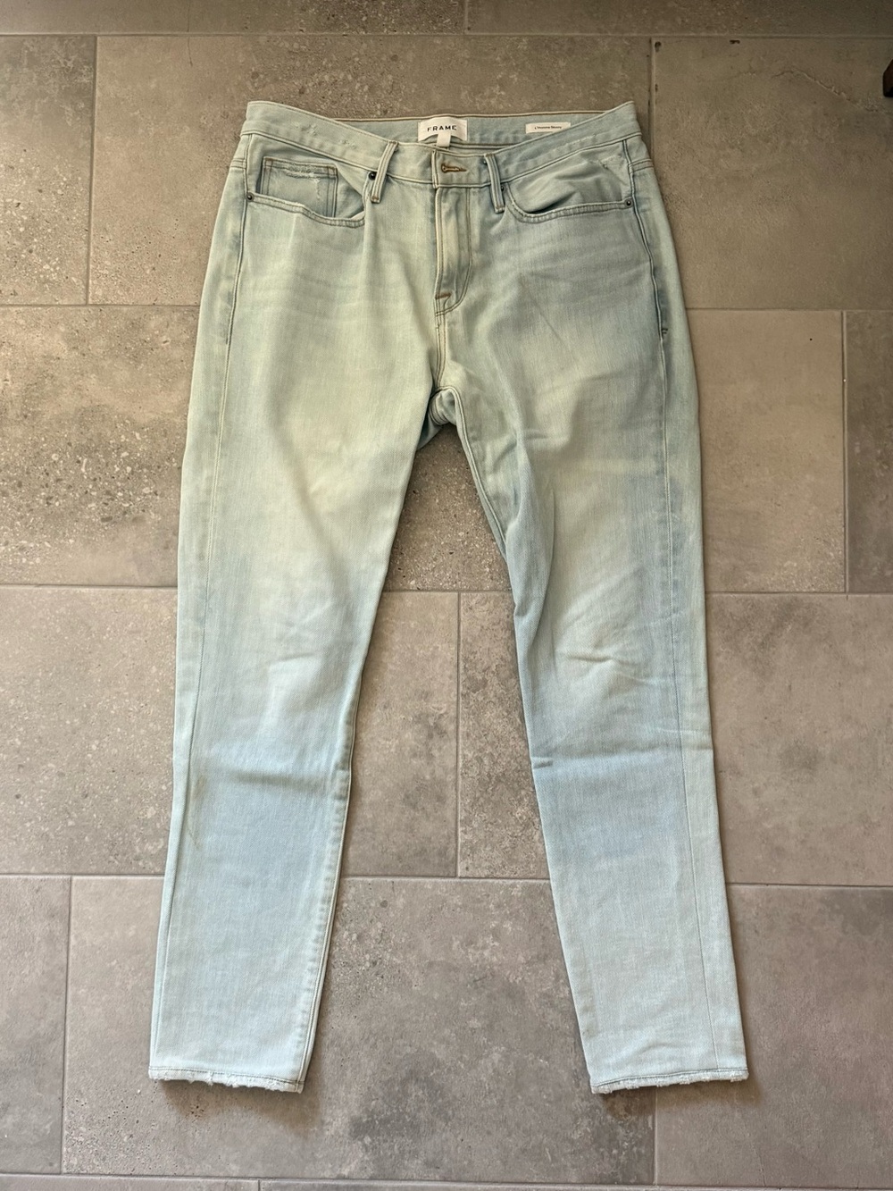 Frame ‘L’ Homme Skinny’ Denim Light Wash Skinny Jeans
